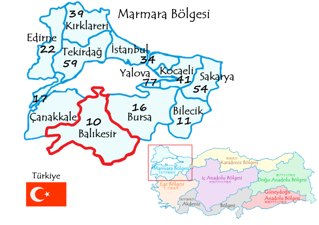 バルケスィル県の地図