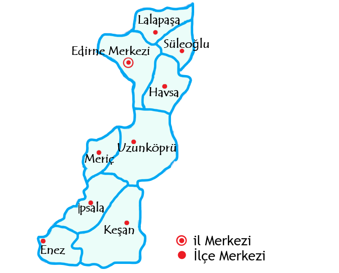 エディルネ県の地図