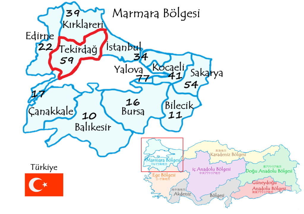 テキルダー県の地図