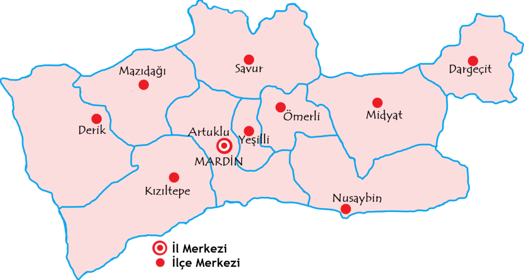 マルディン県の都市の地図
