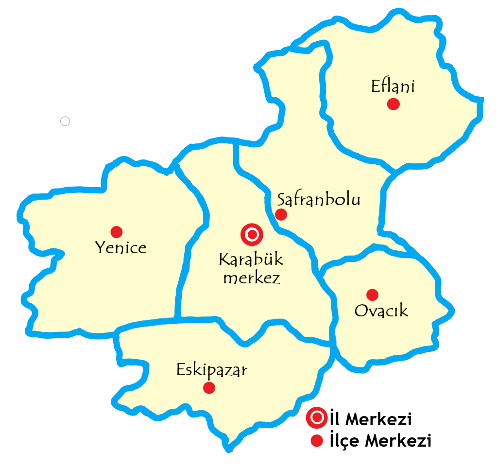 カラビュック県の都市の地図